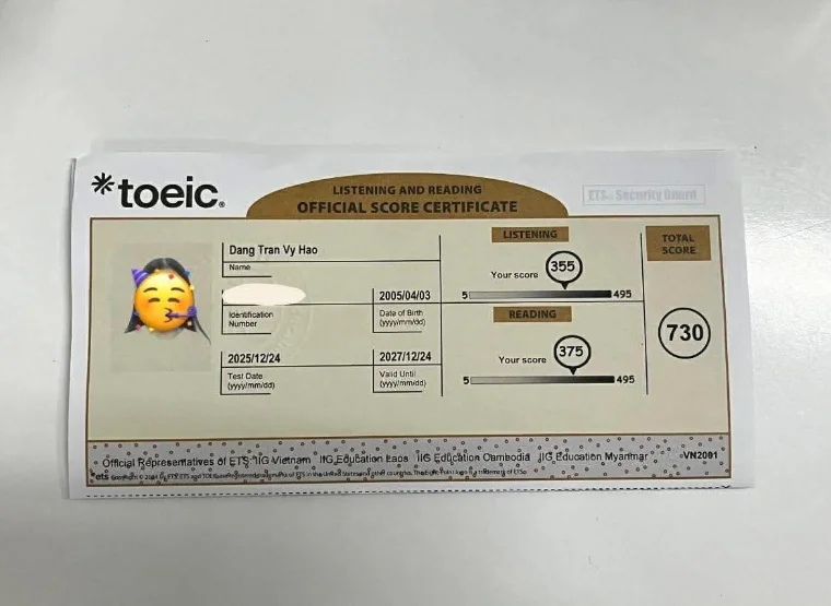 Phiếu điểm của Vy Hảo - Đại Học Kinh Tế