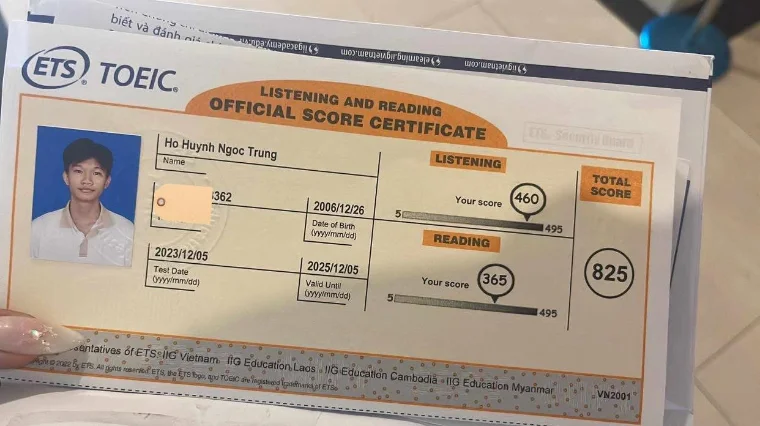 Phiếu điểm của Ngọc Trung - Đại Học Sài Gòn